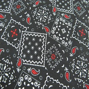 45" Blazin' Bandana 100% Cotton Black and Red