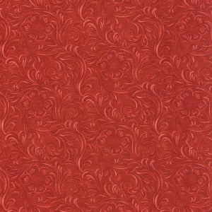 45" Wide Tooled Leather-Look Red 11216-22 100% Cotton