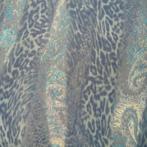 56" Denim Stretch Paisley with Animal Print Green and Black<br>Picture Color Not Accurate