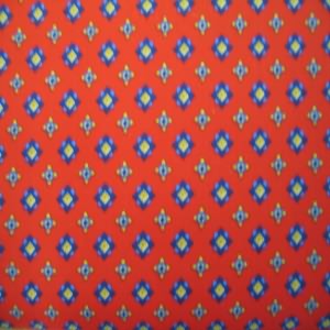 60" Brushed Cotton Diamond Blue and Gold with Red Background