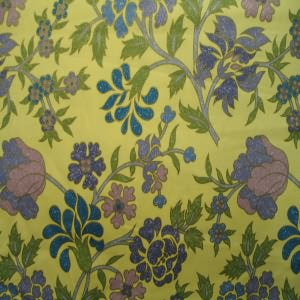 54" Floral Purple and Blue with Yellow Background