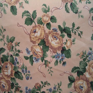 54" Drapery Floral Tan with Peach Background