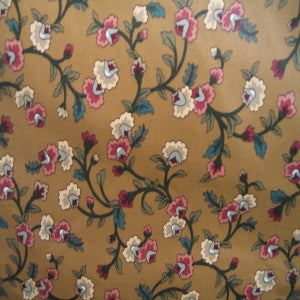 54" Floral Red and Tan/Vine Green with Golden Brown Background