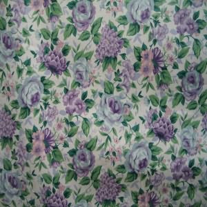 54" Floral Med Purple and Green White Background