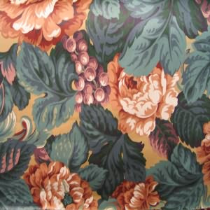 54" Floral Rusty Brown with Leaf Bluegreen