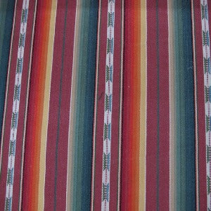 54" Wide Southwestern Multi Stripe Red/Green/Orange Heavy Cotton (Also Suitable for Upholstery)