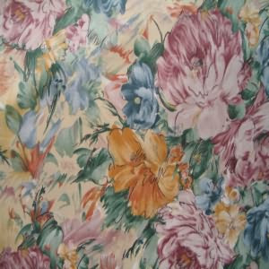 54" Floral Peach, Gold and Blue