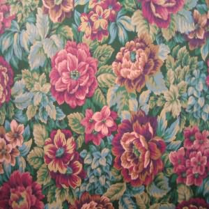 54" Floral Pink and Plum with Green/Blue Leaf