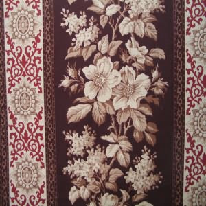 54" Floral and Stripe with Dark Brown Background