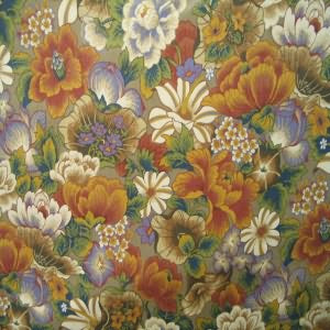 54" Floral Rust-Red, Gold and Cream