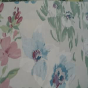 54" Floral Mauve, Blue and Sage with White Background