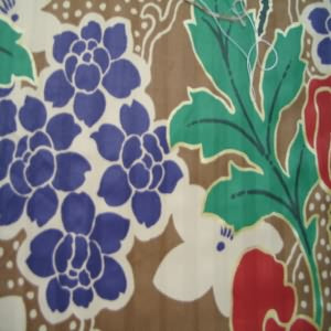 54" Floral, Purple, Red and Tan with Brown Background