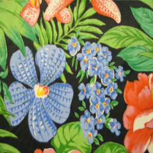 54" Floral Tropical Bright with Black Background
