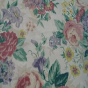54" Floral Green and Mauve with Off White Background