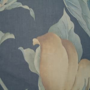 54" Drapery Floral 100% Cotton Slate Blue Background