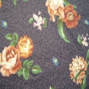 54" Floral Rust and Blue with Plum Background