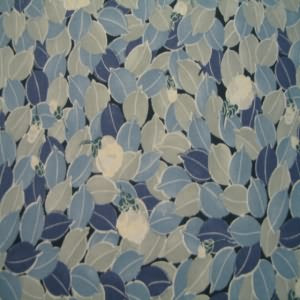 54" Drapery 100% Cotton Leaf Slate Blue and Gray