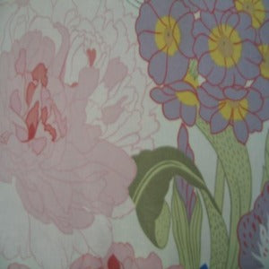 54" Drapery  Floral Large Pink and Purple with White Background