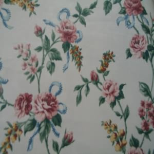 54" Floral Dusty Rose and Green with White Background