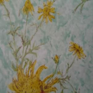 54" Floral Yellow with Marbled Green Background