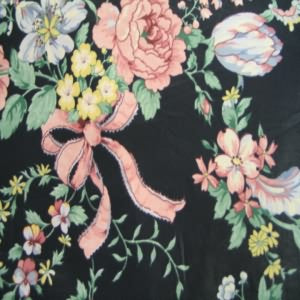 54" Floral with Ribbon Dusty Rose and Green with Black Background