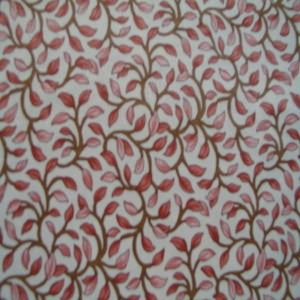 54" Drapery 100% Cotton Leaf Rose with Brown Stem and Ivory Background
