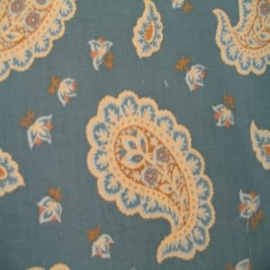 54" Drapery 100% Cotton Paisley Peach with Slate Background