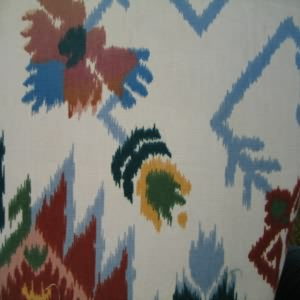 54" Southwest Floral Blue, Green and Rust with Natural Background