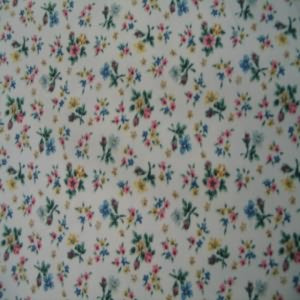54" Floral Blue, Yellow and Green with Cream Background