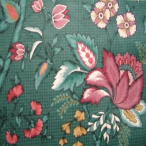 54" Floral Burgundy with Jade Background