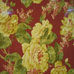 54" Drapery Floral "Camilla/Ken" Red 100% Cotton