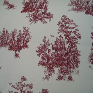 54" Drapery/Bedding/Upholstery Toile Ducking Red and Natural