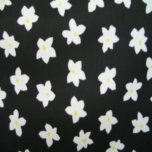 54" Floral White and Yellow with Black Background