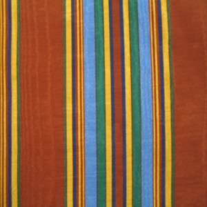 54" Stripe Moire' Rust, Blue, Green and Gold