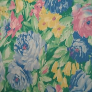 54" Floral Raspberry, Periwinkle, Green and Yellow