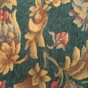 54" Floral Golden Tan, Brown and Berry with Dark Marbled Green Background