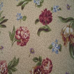 54" Floral Burgundy, Blue and Purple with Golden Sand Background