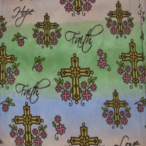 60" Fleece 100% Polyester Faith and Crosses #6928