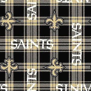 60" Wide 100% Polyester New Orleans Saints Plaid (6444D)