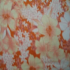 45" Flannel 100% Cotton Floral Orange and White
