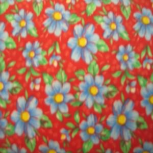 45" Flannel 100% Cotton Floral Lt. Blue and Yellow with Red Background
