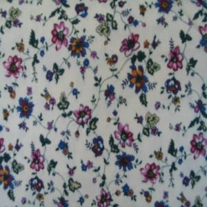 45" Flannel 100% Cotton Floral Blue and Pink with Ivory Background