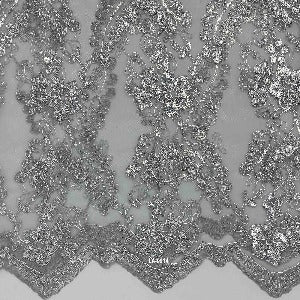 52" Wide Lace Sequin (Silver) (94% Poly/6%Metal)