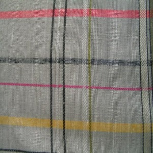60" Linen Look 50% Viscose / 50% Polyester Plaid Grey, Black, Pink