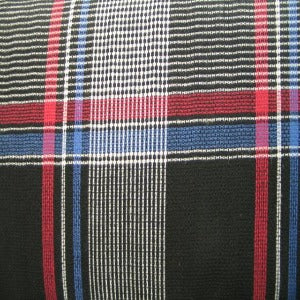 60" Linen 60% Polyester / 20% Rayon / 10% Cotton / 10% Linen Plaid Black, White, Red, Purple