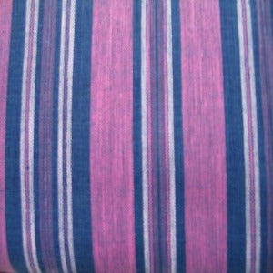 60" Linen 50% Polyester / 50% Linen Stripe Navy and Raspberry