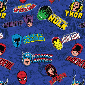 60" Wide 100% Polyester Minky Marvel Heros