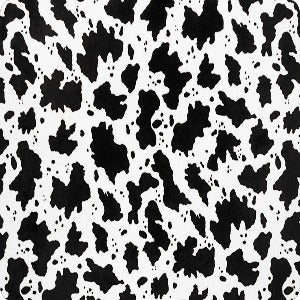 60" Wide 100% Polyester Minky Cuddle Cow Moo Snow/Black