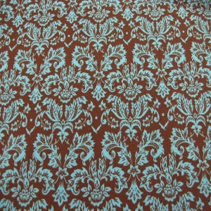 45" Petite Damask Turquoise with Brown Background