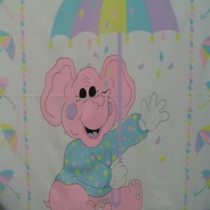 45" Baby Panel Elephant Pink with White Background 50% Poly / 50% Cotton